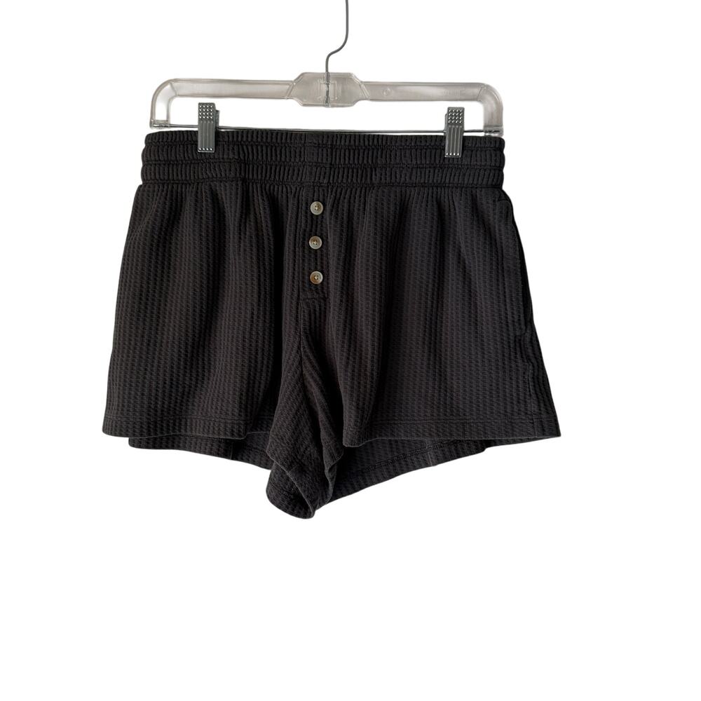 Old Navy Dark Grey Waffle Knit Button Front Lounge Shorts Size M